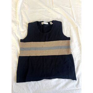 blue with stripe knit sweater vest